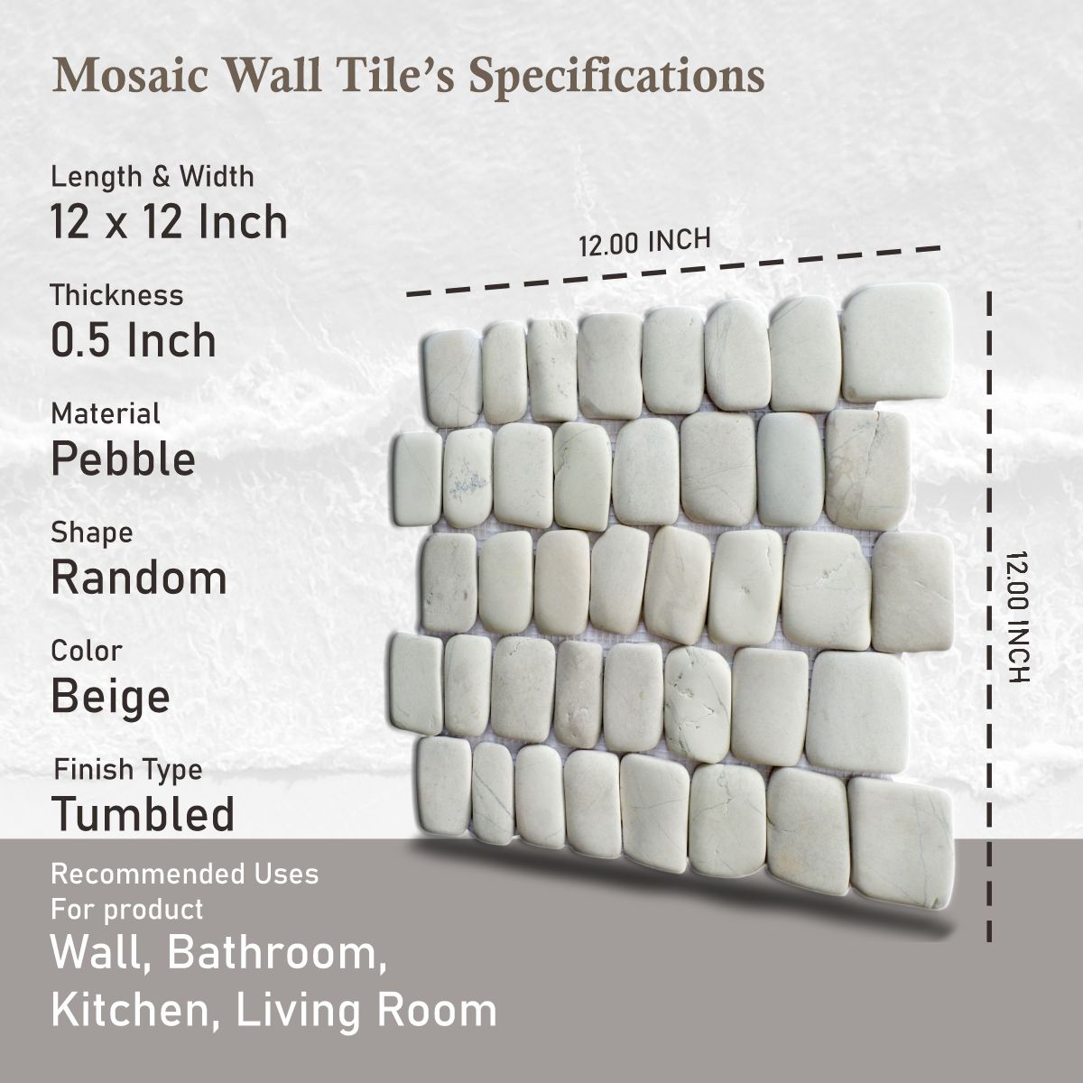 Natural White Stone Mosaic Tile for Wall, Canine White Mosaic Tile