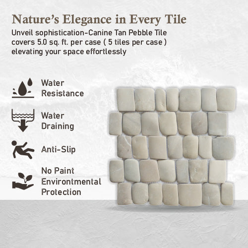 Tan Stone Mosaic Tile for Wall and Floor, Canine Natural Stone Tile