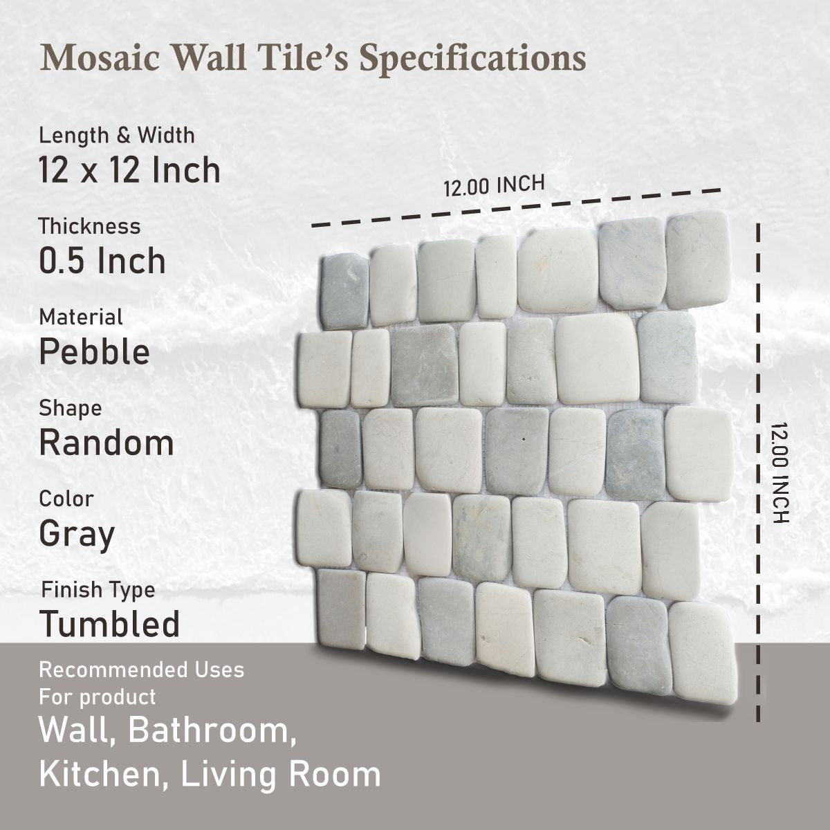 Cloud Stone Mosaic Tile, Canine Natural Stone Tile