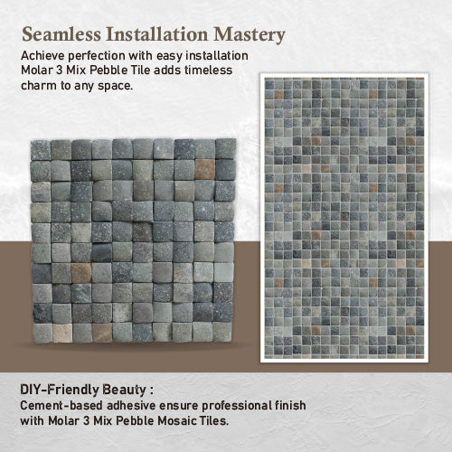 Square Stone Mosaic Tile, Molar 3 Mixed Stone Floor Tile