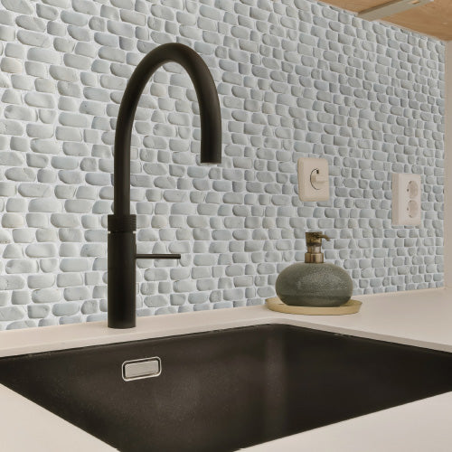 Strip White Mosaic Tile for Wall, Strip Stone Mosaic Tiles