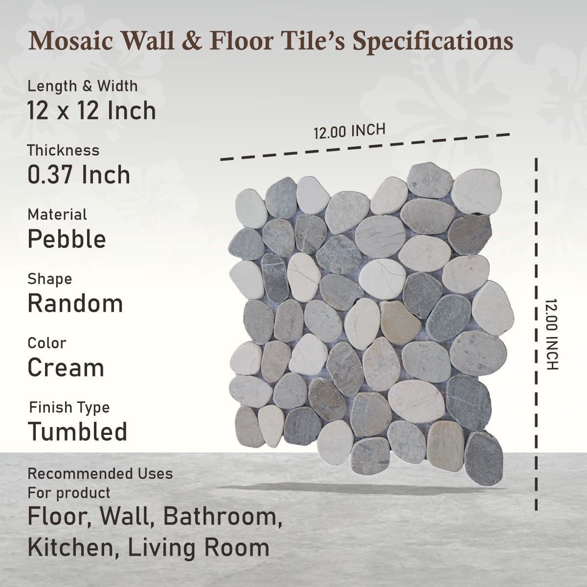 Pebble Mosaic Cloud Tiles, Cloud Sliced Pebble Mosaic Wall Floor Tile