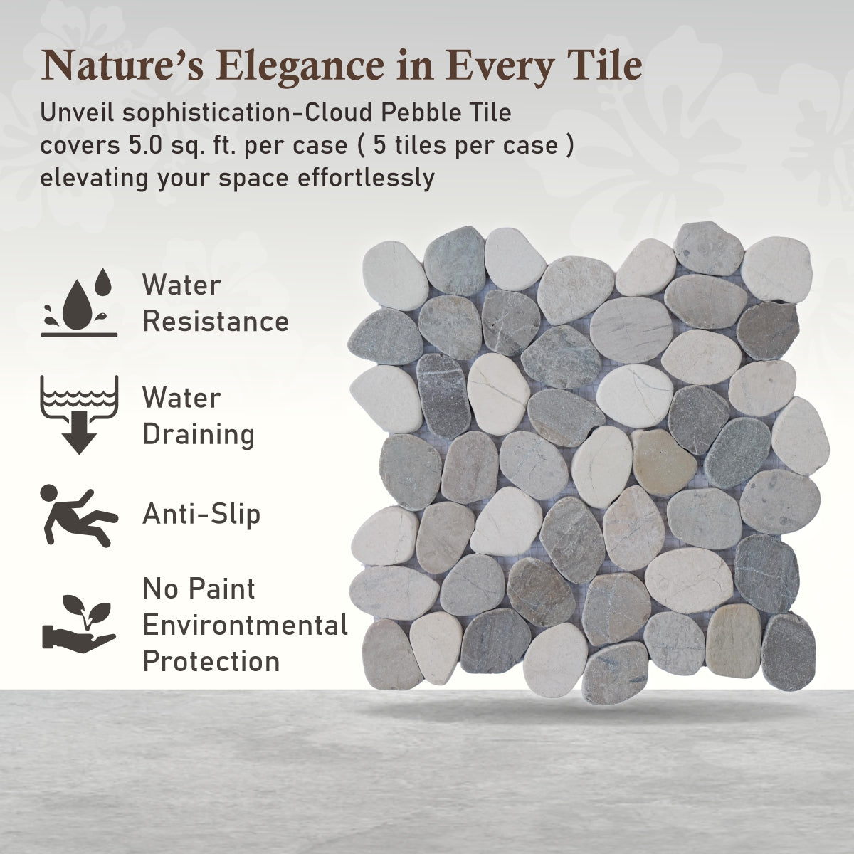 Pebble Mosaic Cloud Tiles, Cloud Sliced Pebble Mosaic Wall Floor Tile