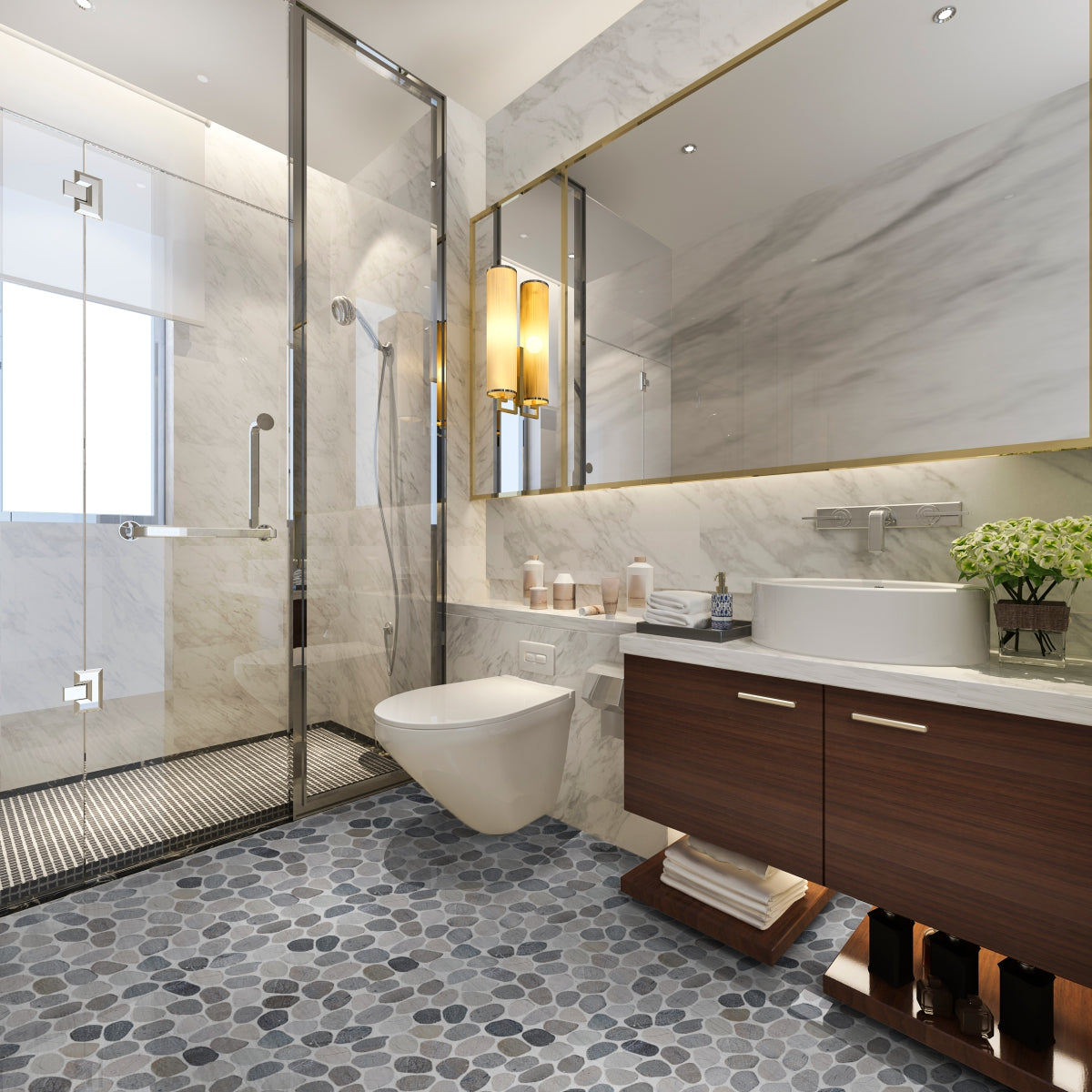 Pebble Mosaic Cloud Tiles, Cloud Sliced Pebble Mosaic Wall Floor Tile