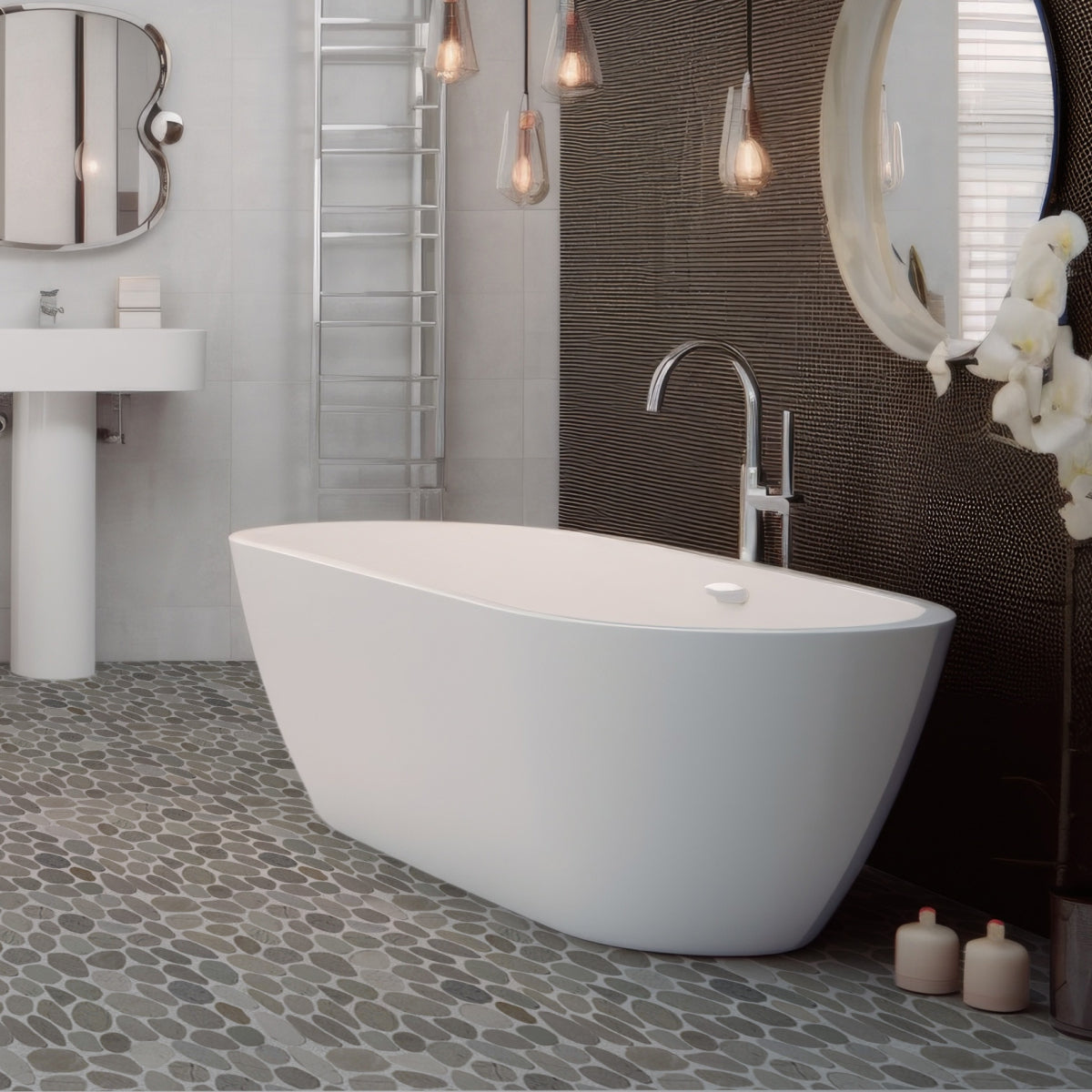 Timor White Pebbles Mosaic Tiles, Pebble Mosaic Wall & Floor Tile