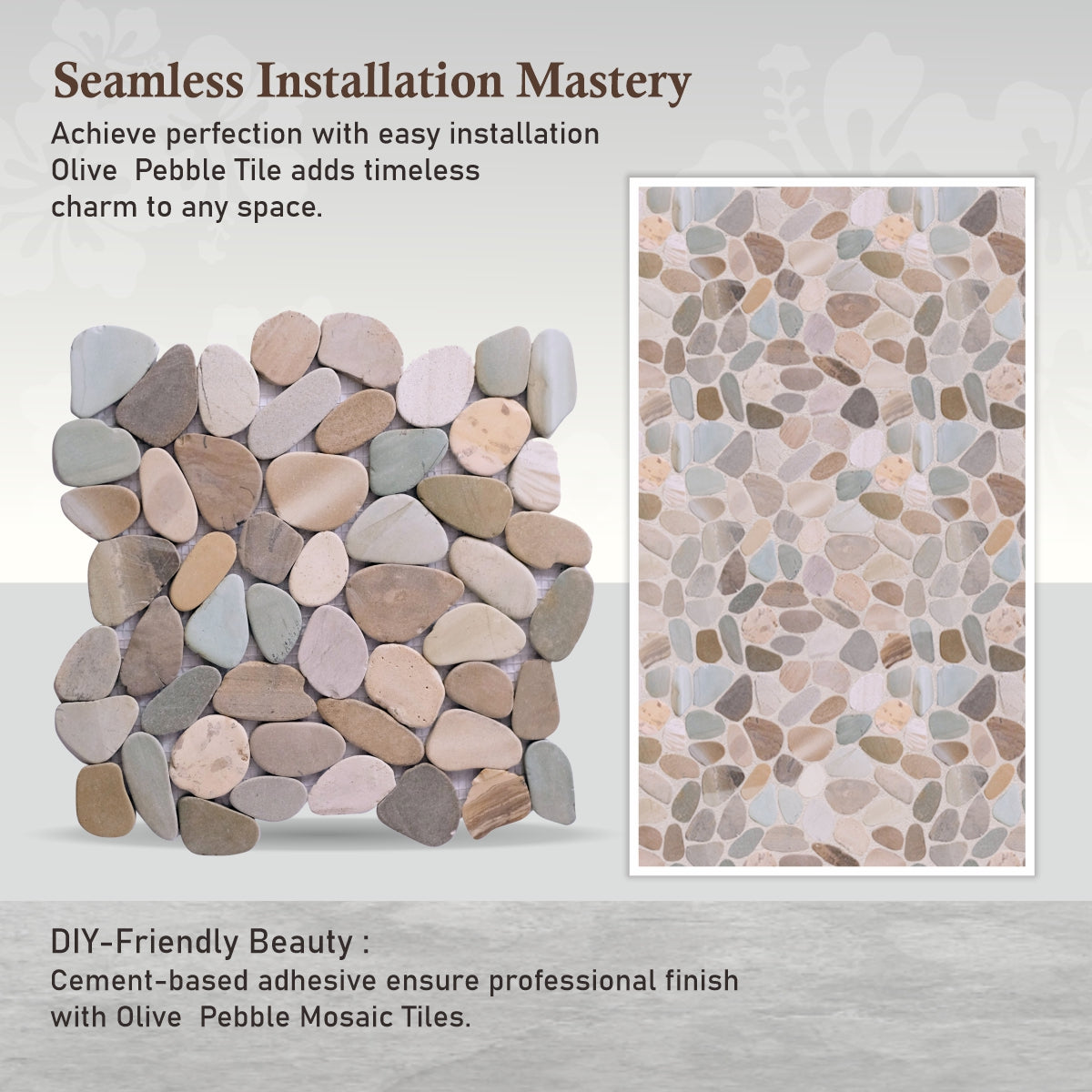 Colorful Mosaic Tiles, Olive Sliced Pebble Mosaic Wall & Floor Tile