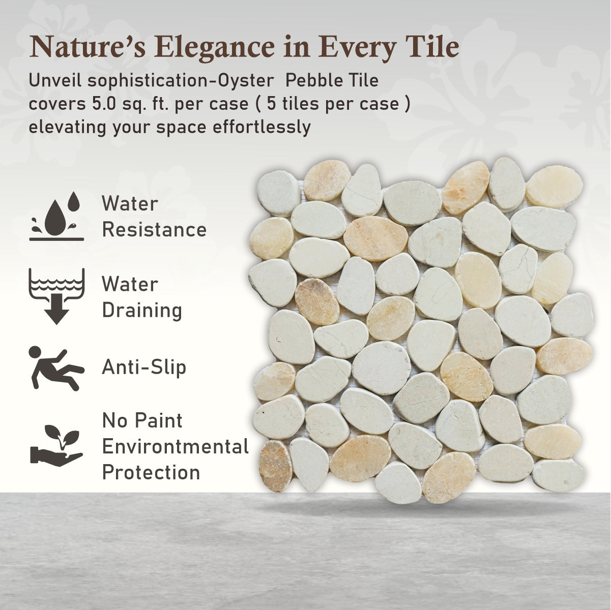 Mosaic Floor Tiles, Oyster Sliced Pebble Mosaic Wall & Floor Tile