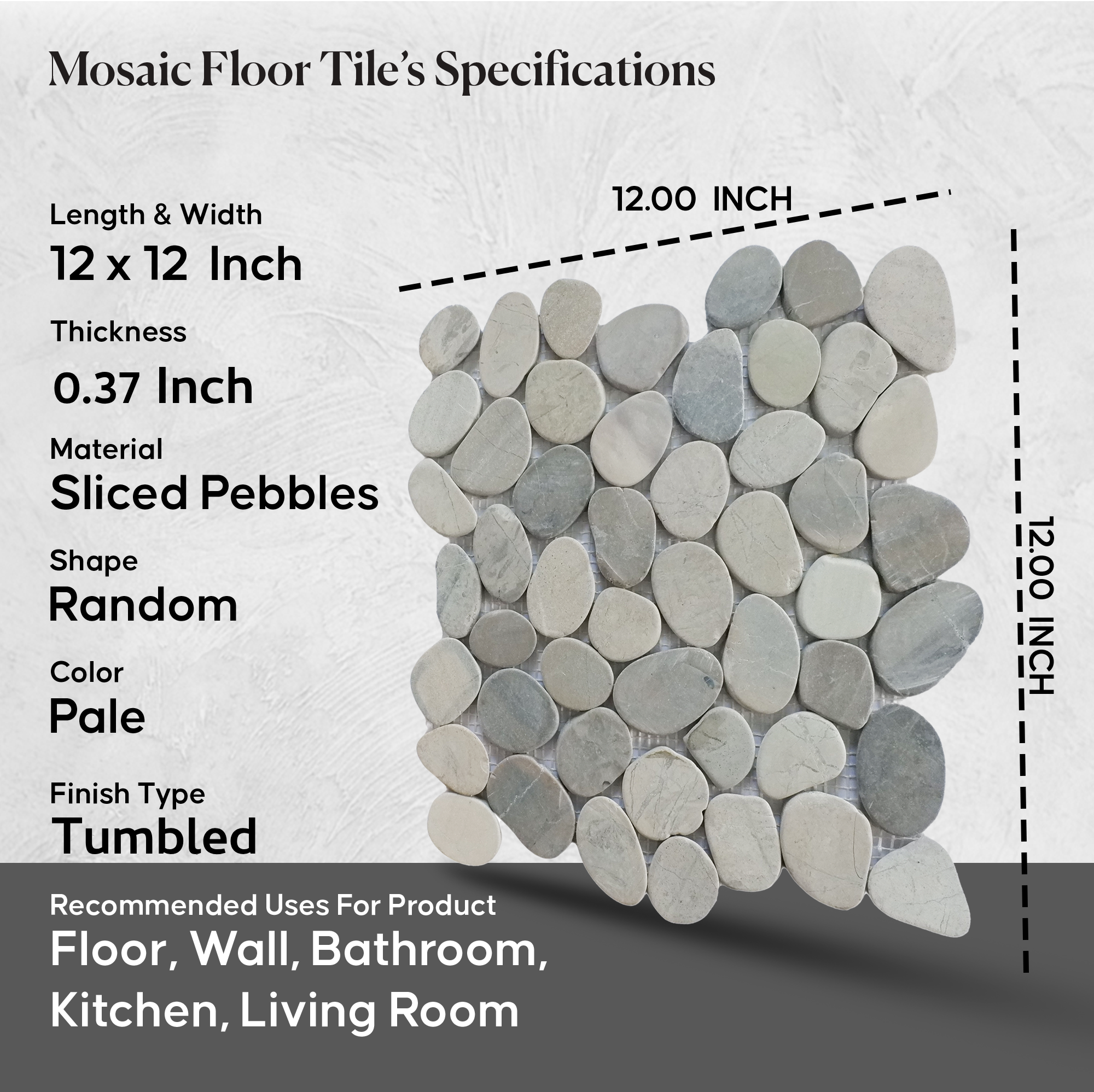 Sliced Pebble Mosaic Tiles, Stone Mosaic Wall & Floor Tile