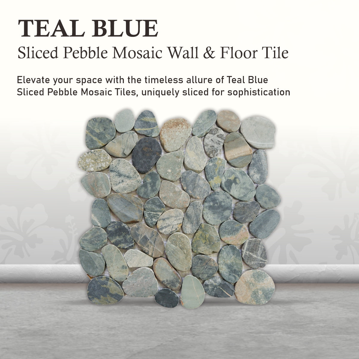 Teal Blue Pebble Mosaic Tile, Sliced Mosaic Wall & Floor Tile