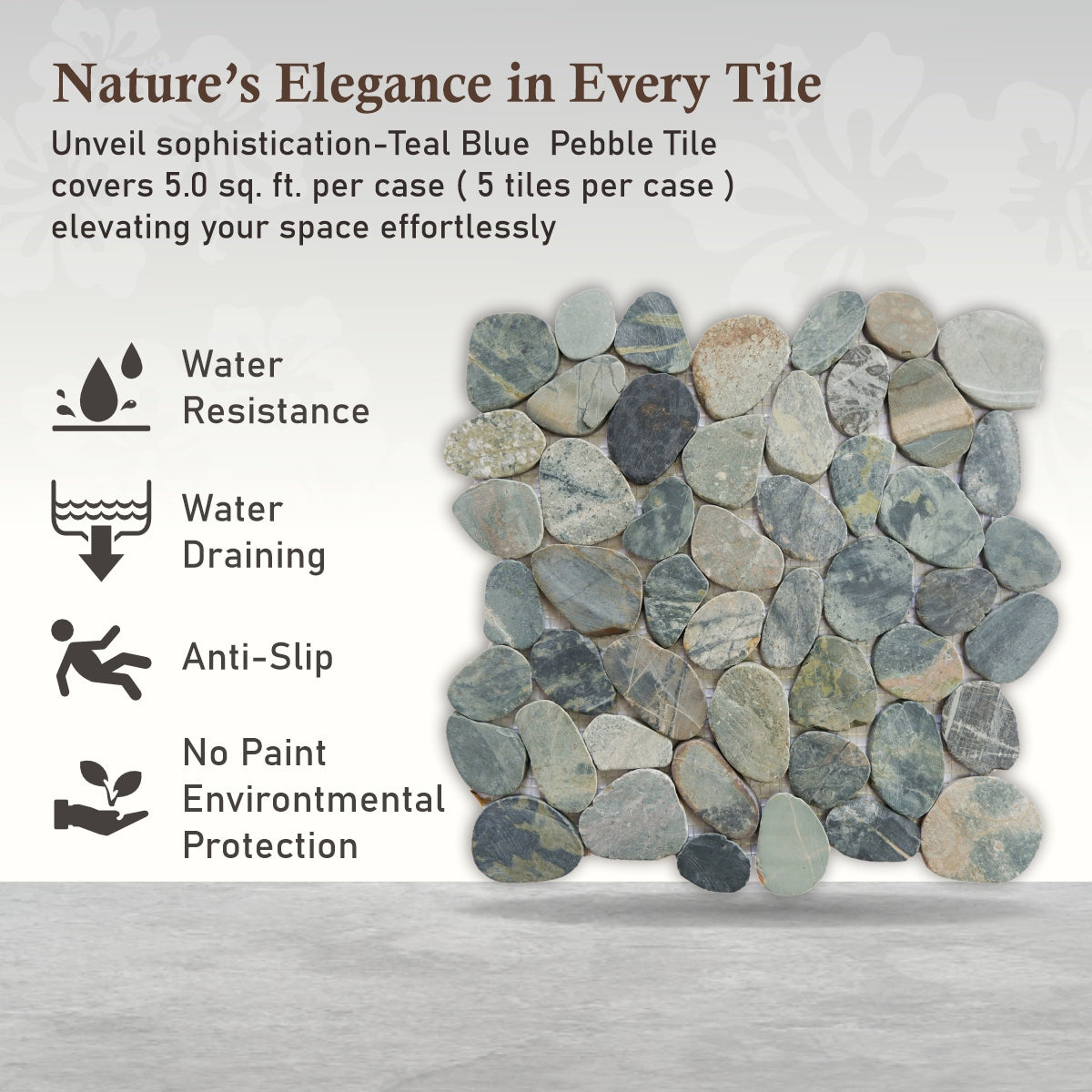 Teal Blue Pebble Mosaic Tile, Sliced Mosaic Wall & Floor Tile