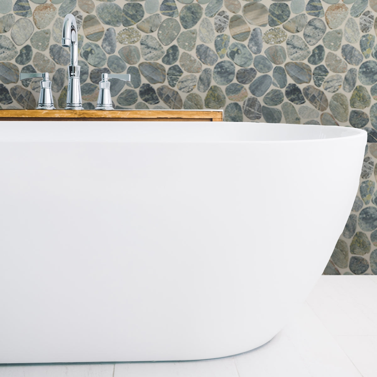 Teal Blue Pebble Mosaic Tile, Sliced Mosaic Wall & Floor Tile