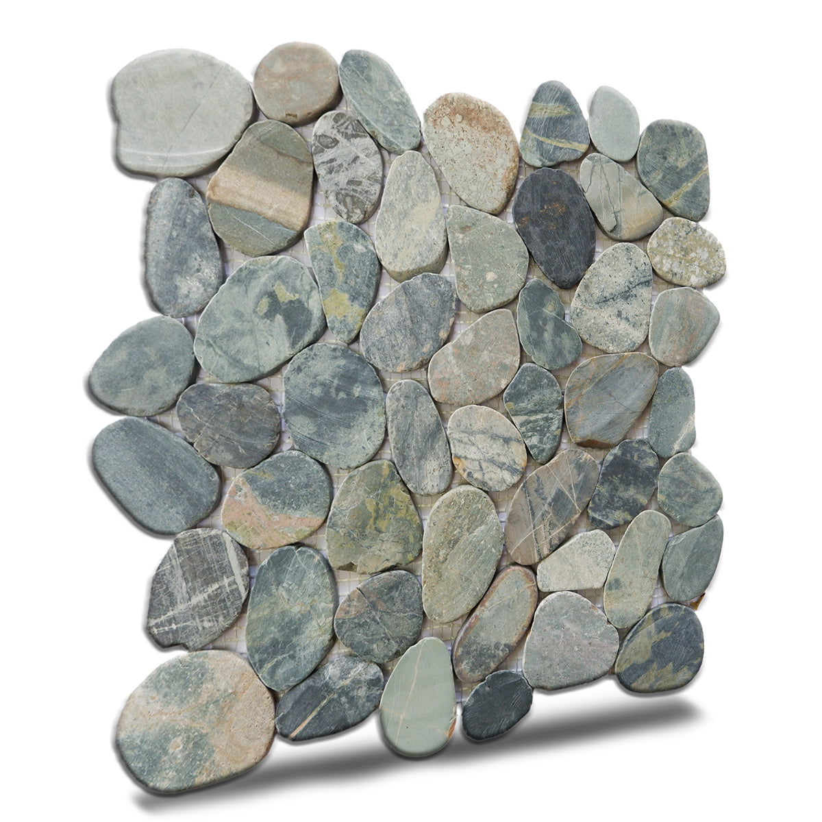 Teal Blue Pebble Mosaic Tile, Sliced Mosaic Wall & Floor Tile
