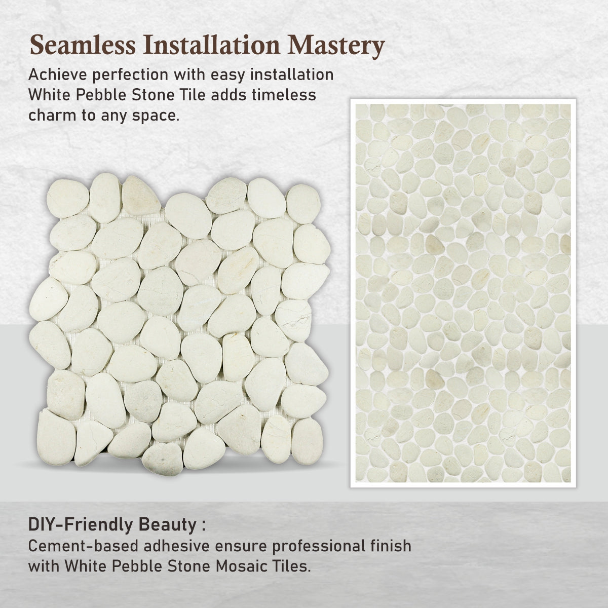 Natural Stone WHITE PEBBLE Mosaic Tile