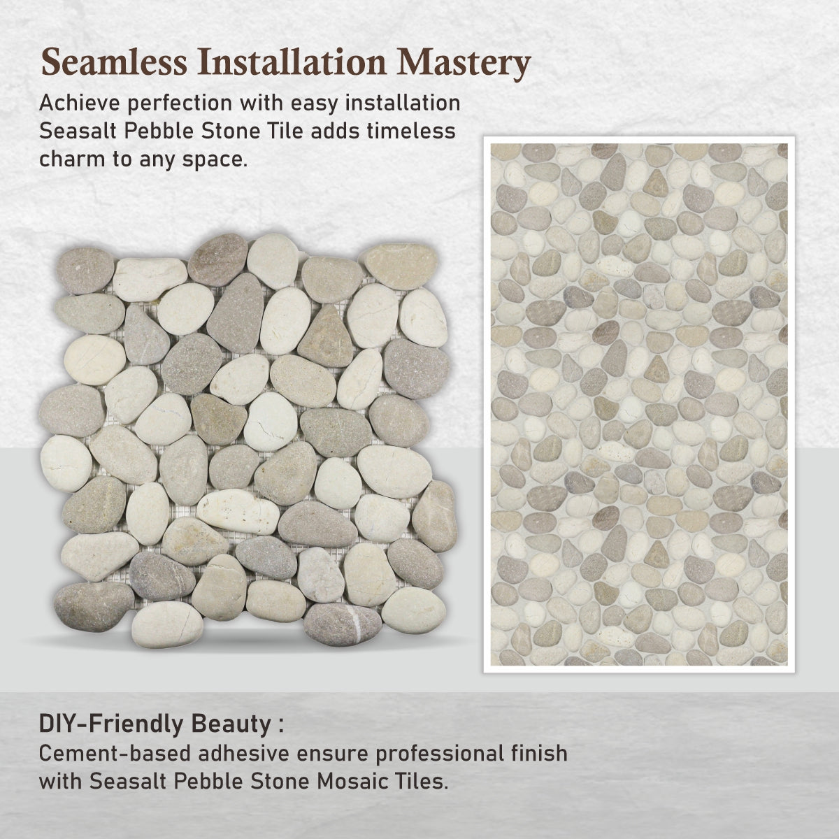 Pebble Mosaic Tile for Wall, Seasalt Pebble Stone Mosaic Tiles