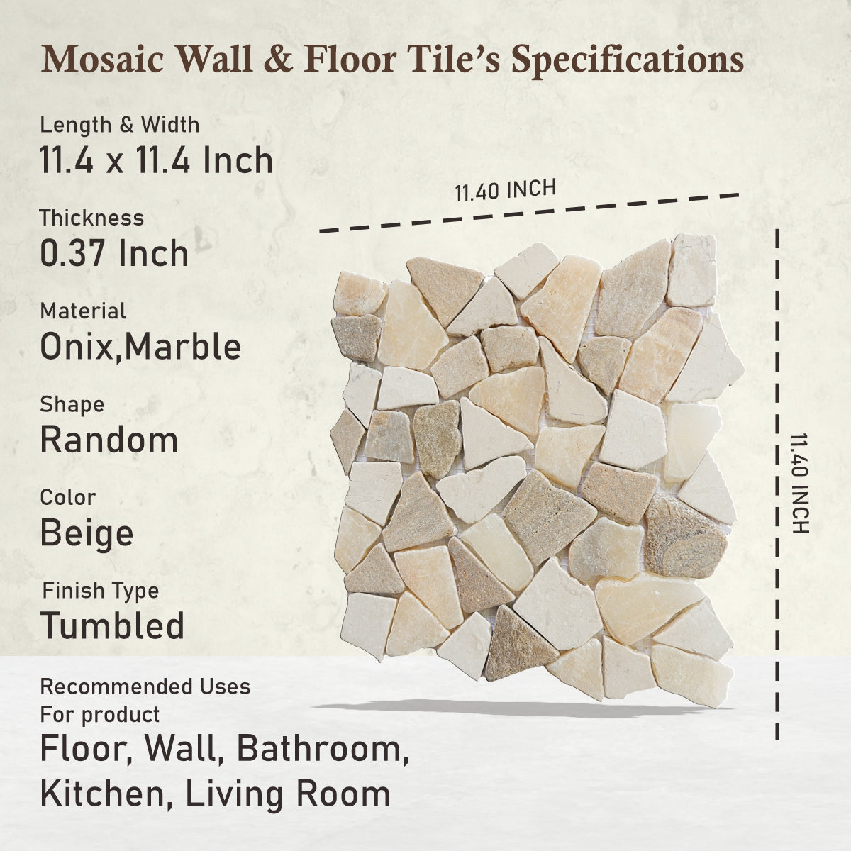 Natural Stone Mosaic Tiles, Sunset Random Mosaic Wall