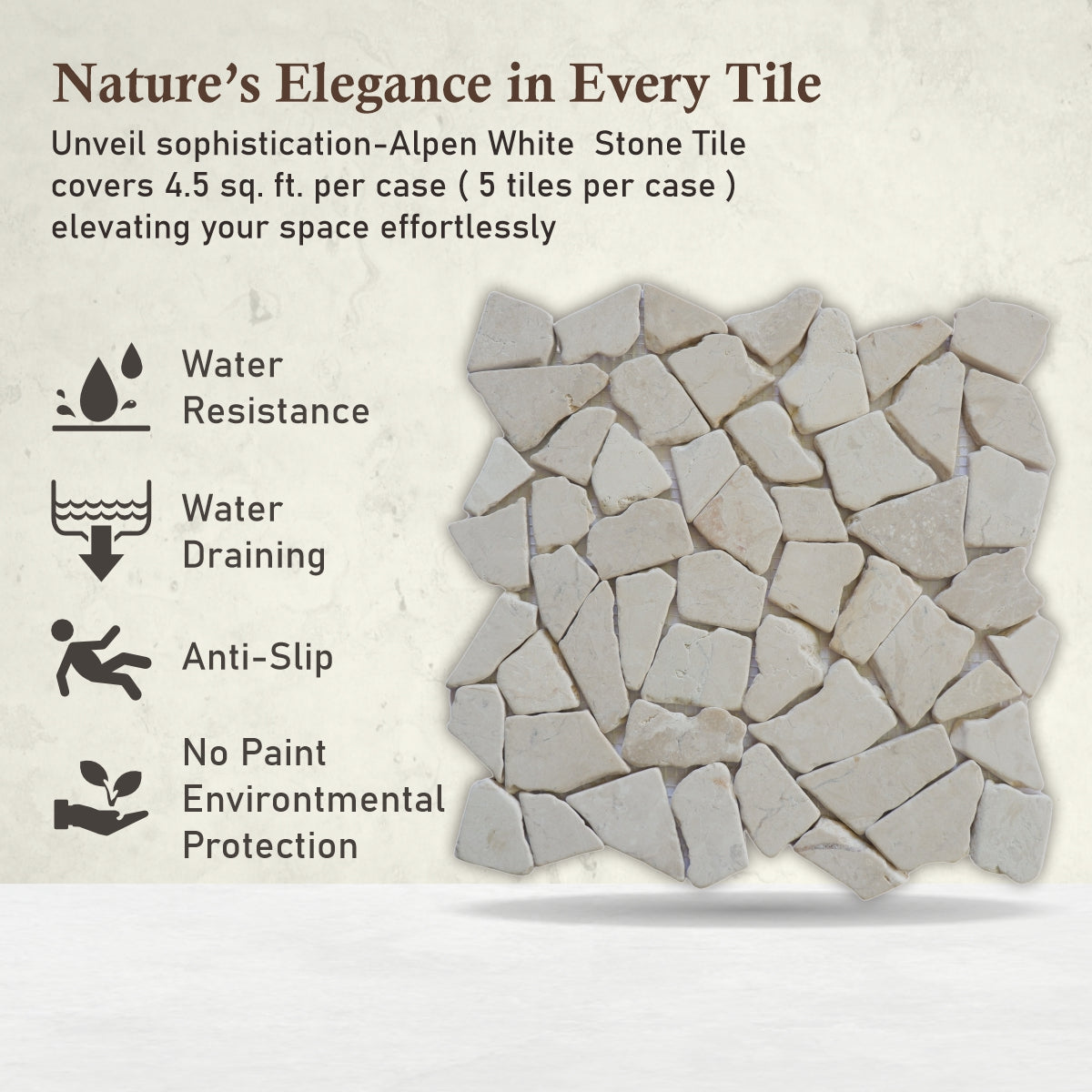 White Mosaic Tile for Wall and Floor, Random Mosaic Bathroom Tiles