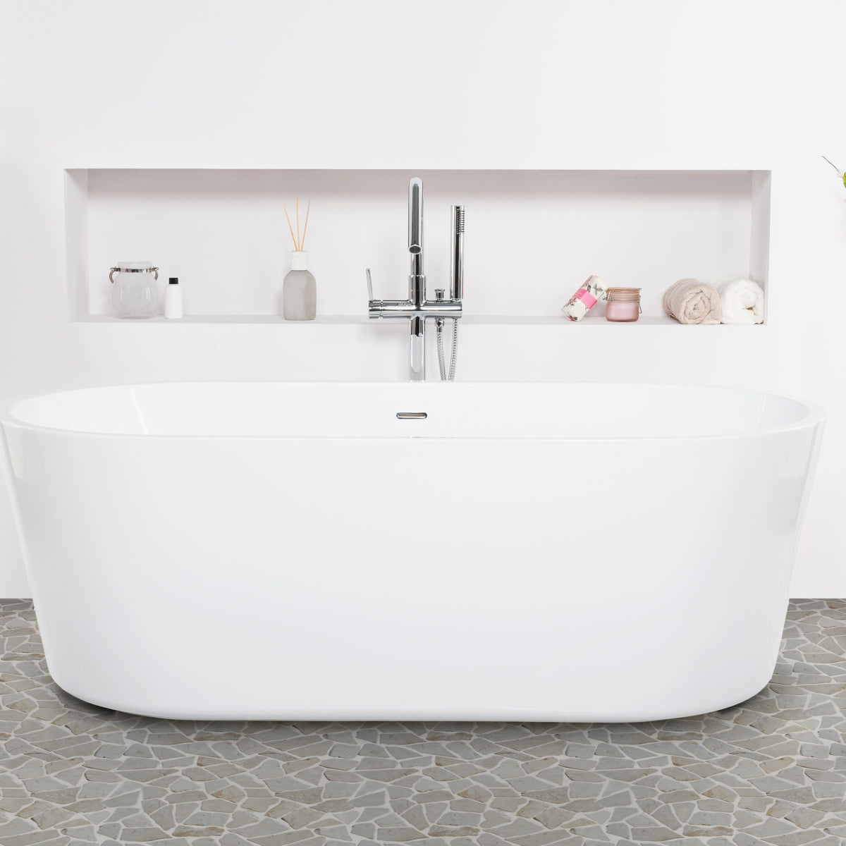 White Mosaic Tile for Wall and Floor, Random Mosaic Bathroom Tiles