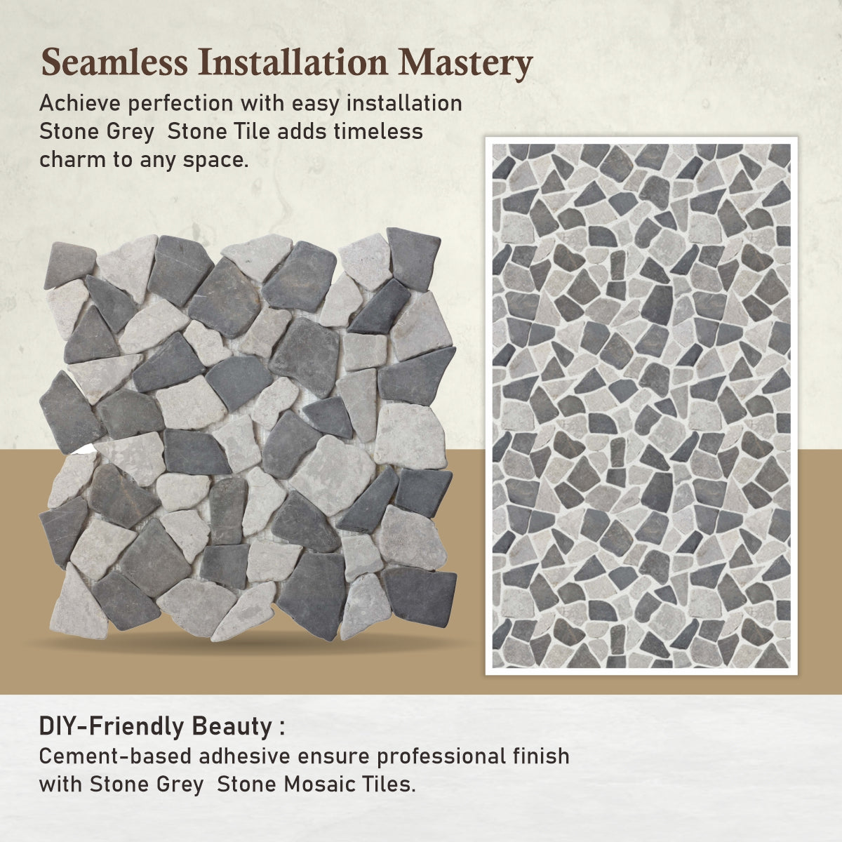 Natural Mosaic Tiles | Stone Grey Mosaic Bathroom Tiles