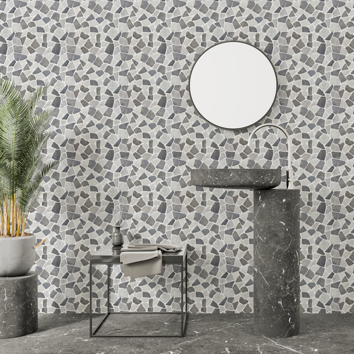 Natural Mosaic Tiles | Stone Grey Mosaic Bathroom Tiles