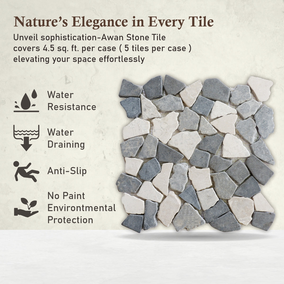 Irregular Stone Mosaic Tile, Awan Random Mosaic Wall Tile