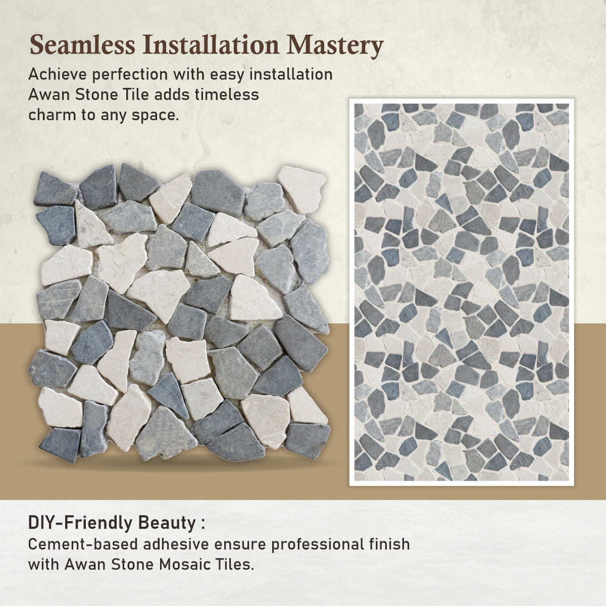 Irregular Stone Mosaic Tile, Awan Random Mosaic Wall Tile