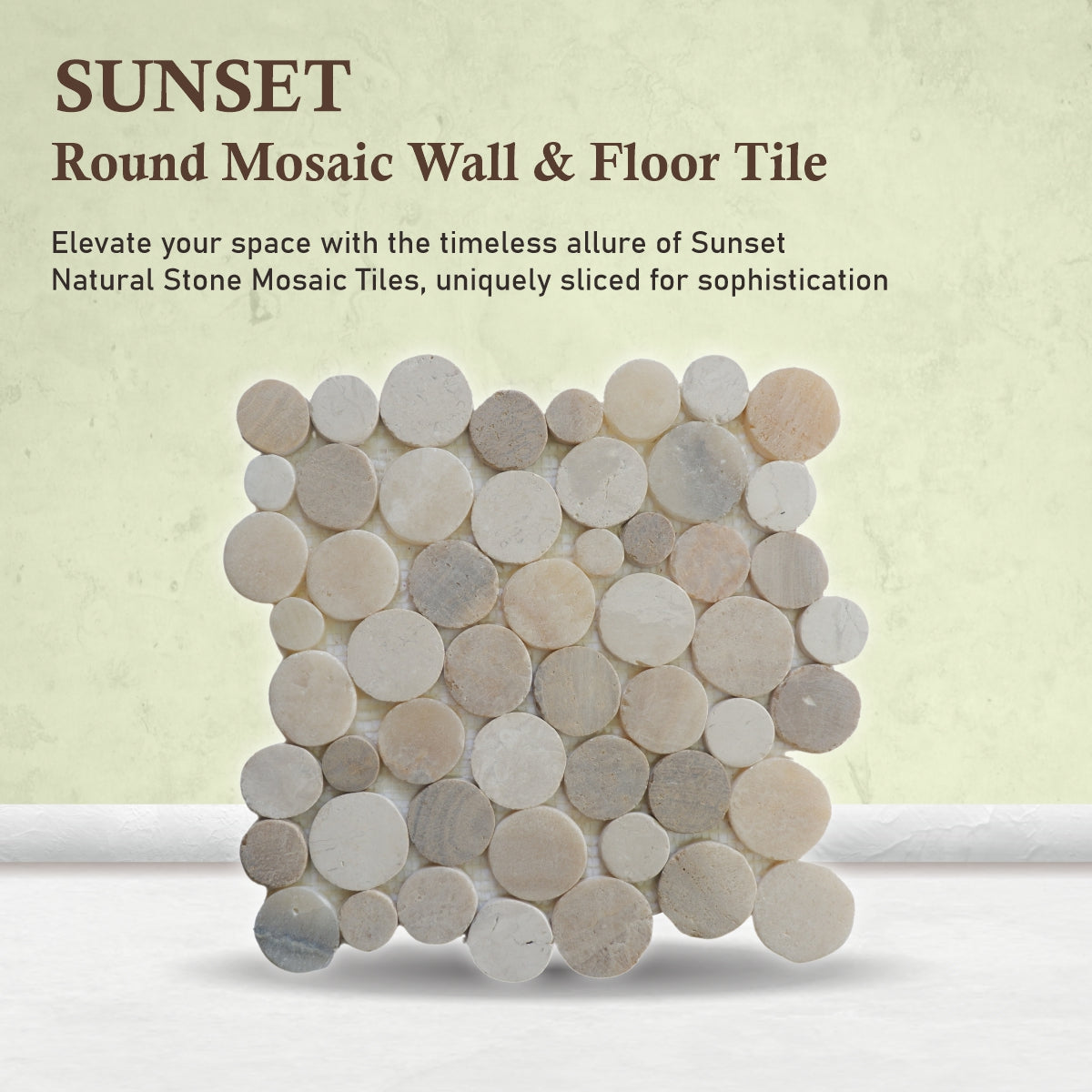 Round Mosaic Tiles, Sunset Round Mosaic Wall & Floor Tile