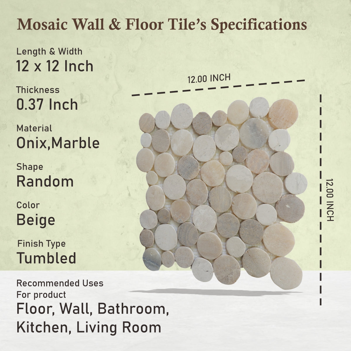 Round Mosaic Tiles, Sunset Round Mosaic Wall & Floor Tile