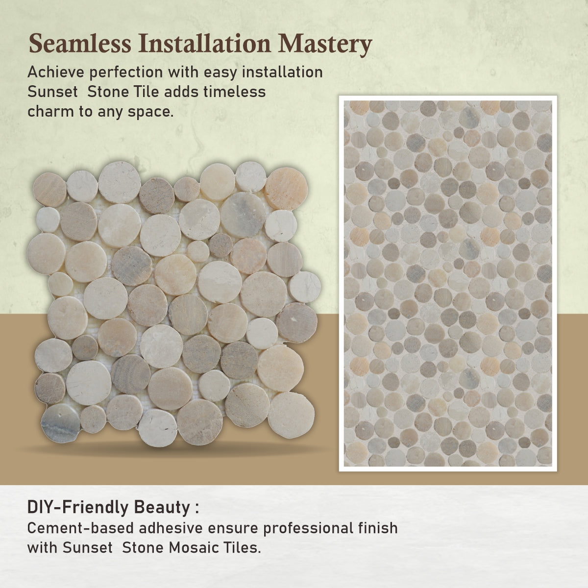 Round Mosaic Tiles, Sunset Round Mosaic Wall & Floor Tile