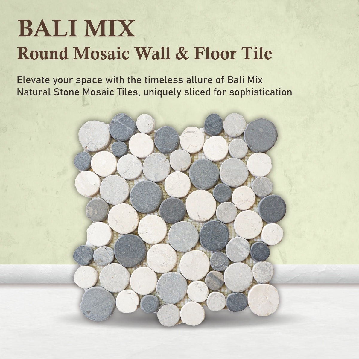 Round Marble Mosaic Tiles, Bali Mix Round Mosaic Wall & Floor Tile