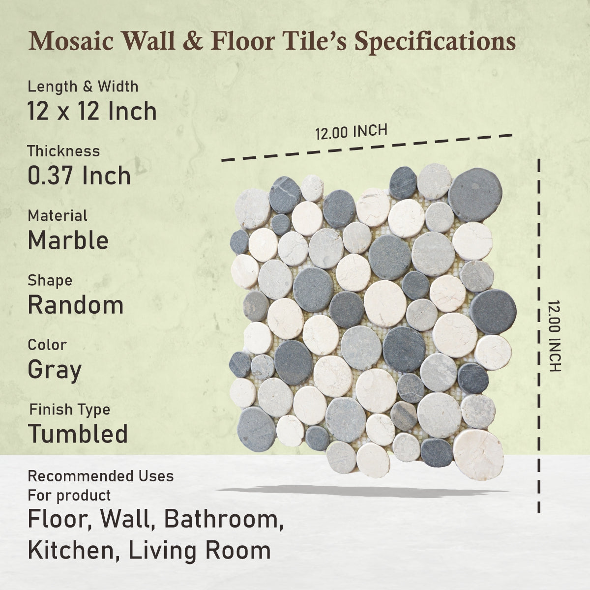 Round Marble Mosaic Tiles, Bali Mix Round Mosaic Wall & Floor Tile