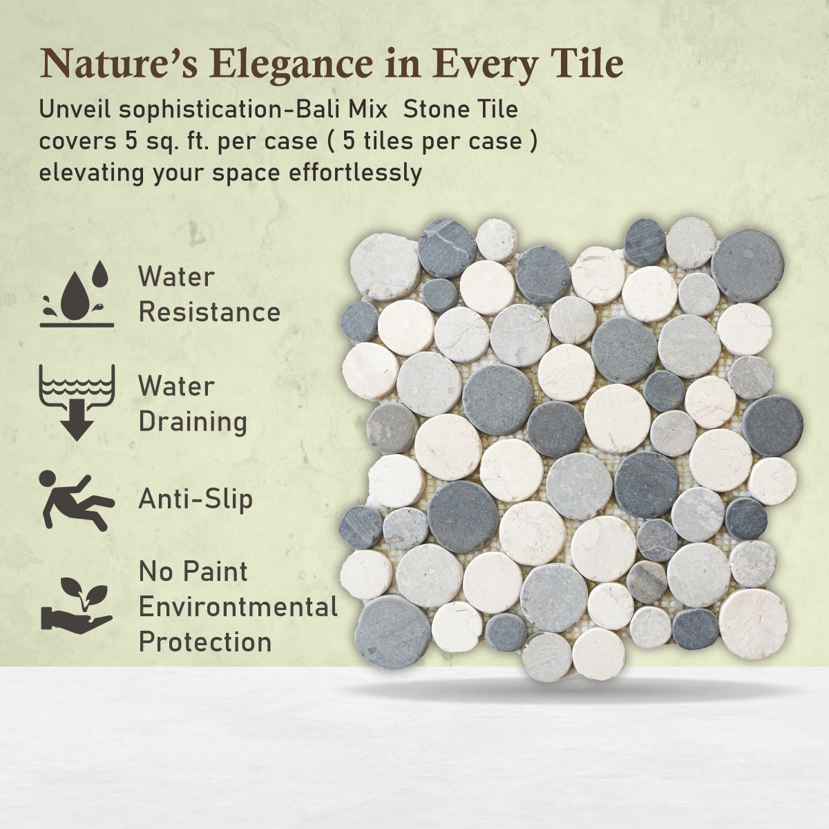 Round Marble Mosaic Tiles, Bali Mix Round Mosaic Wall & Floor Tile