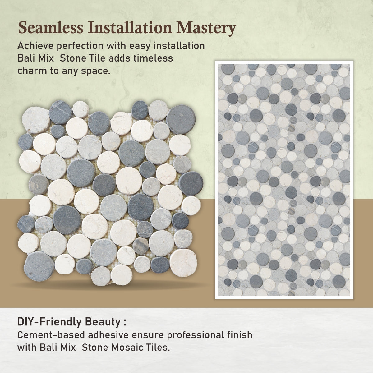Round Marble Mosaic Tiles, Bali Mix Round Mosaic Wall & Floor Tile