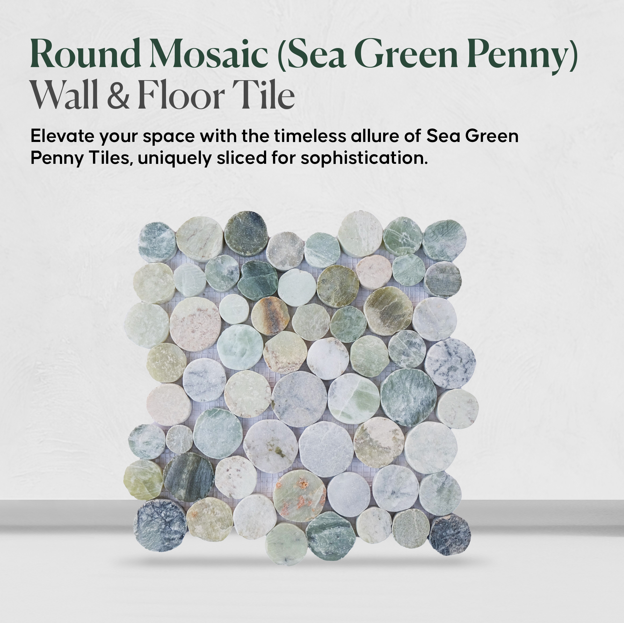Sea Green Penny Round Tile, Mosaic Wall & Floor Tile