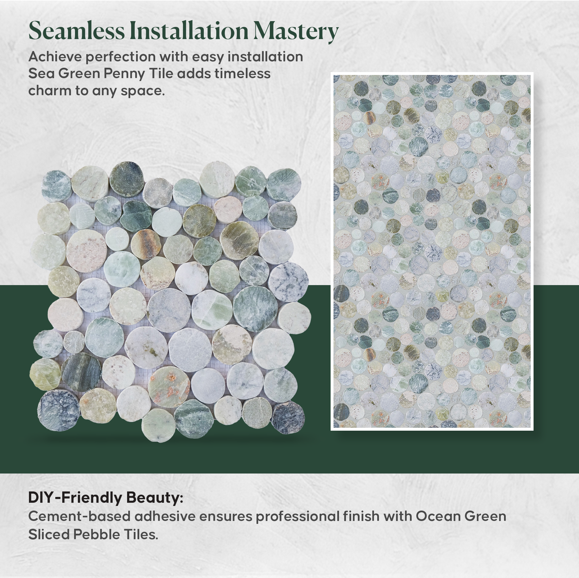 Sea Green Penny Round Tile, Mosaic Wall & Floor Tile