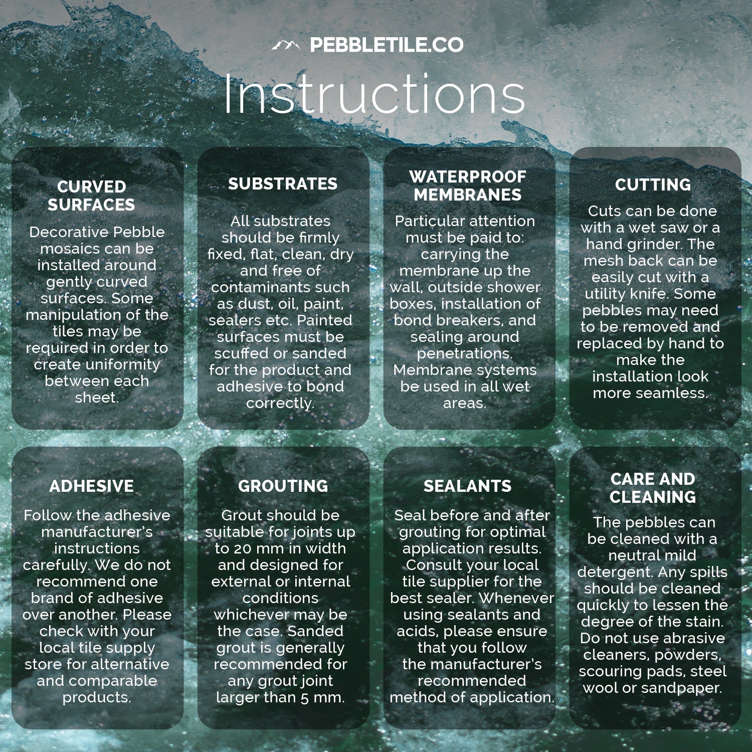 Ocean Mosaic Tile, Ocean Green Sliced Pebble Mosaic Wall & Floor Tile