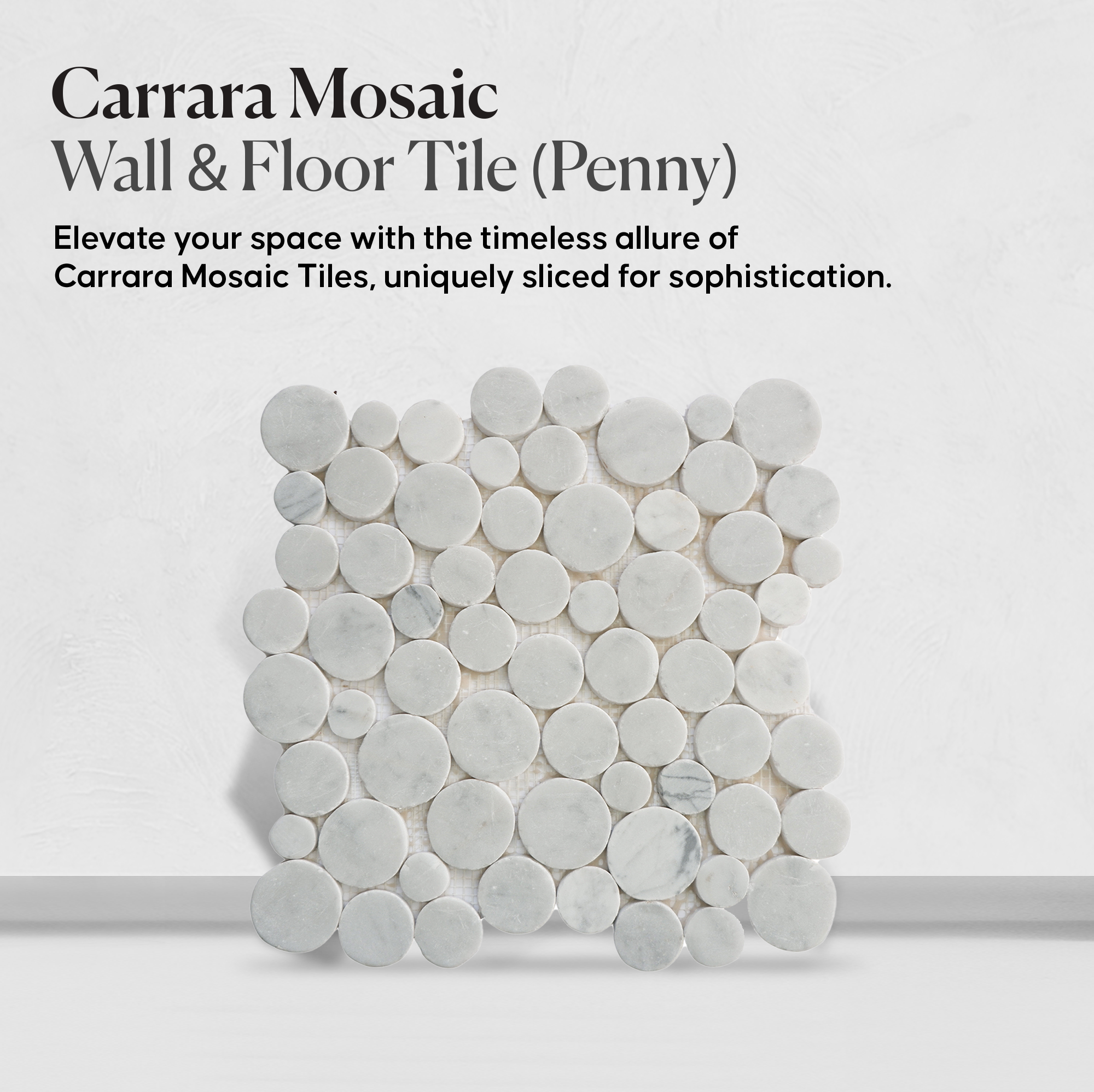 Penny Round Mosaic Tiles, Penny Carrara Mosaic Wall & Floor Tile