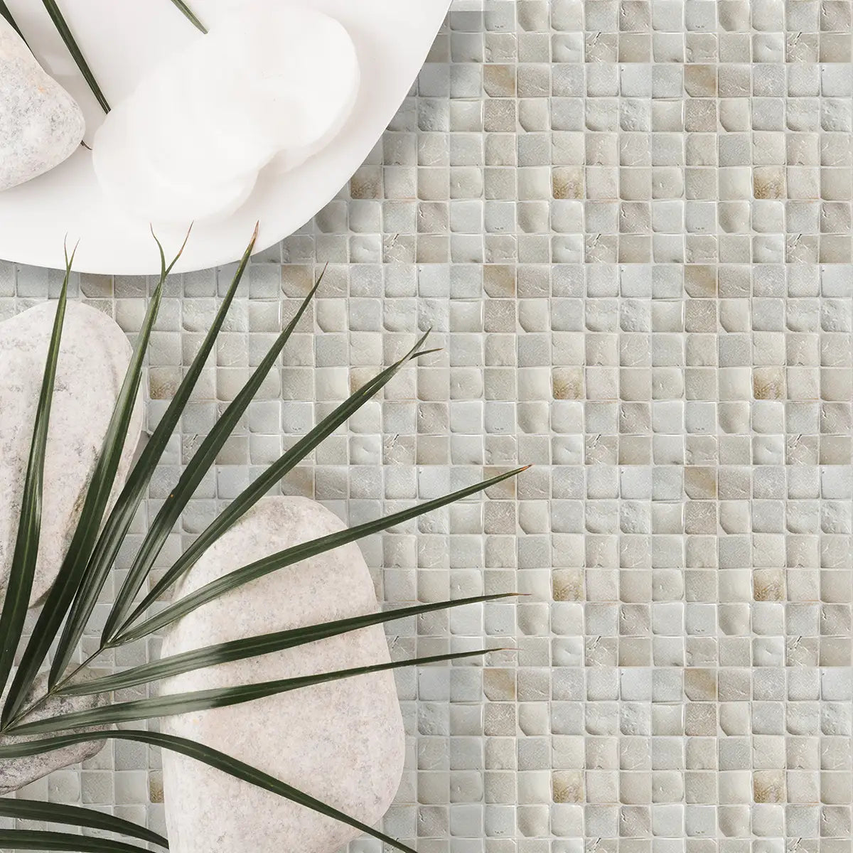 Tan Stone Mosaic Tile for Wall, Molar 5 Natural Stone Floor Tile