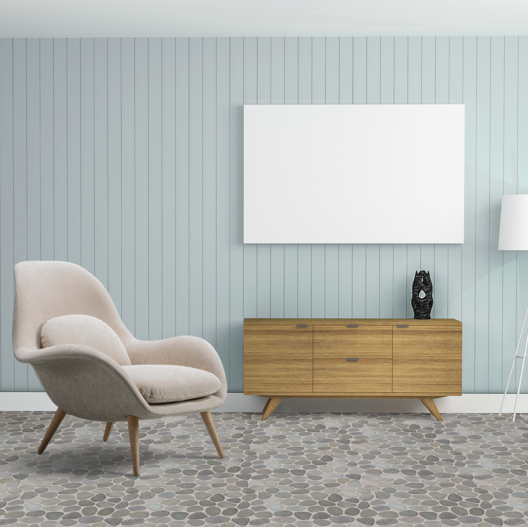 Pebble Tile, Tan Sliced Pebble Mosaic Wall & Floor Tile