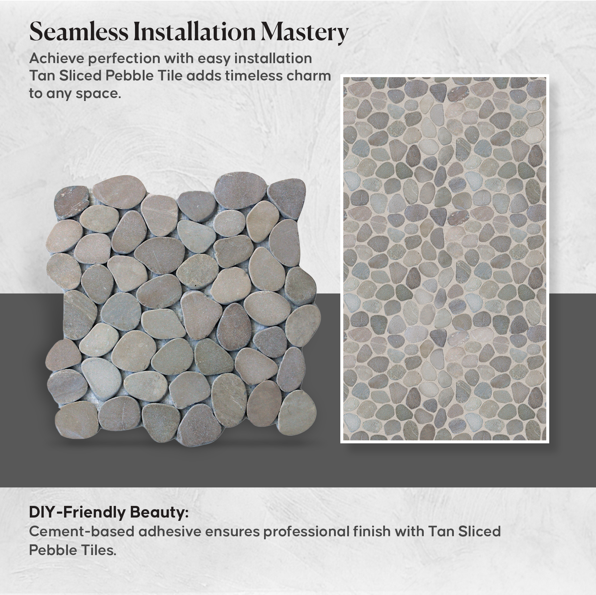 Pebble Tile, Tan Sliced Pebble Mosaic Wall & Floor Tile