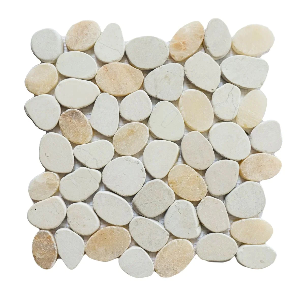 oyster sliced pebble tile sample without grout