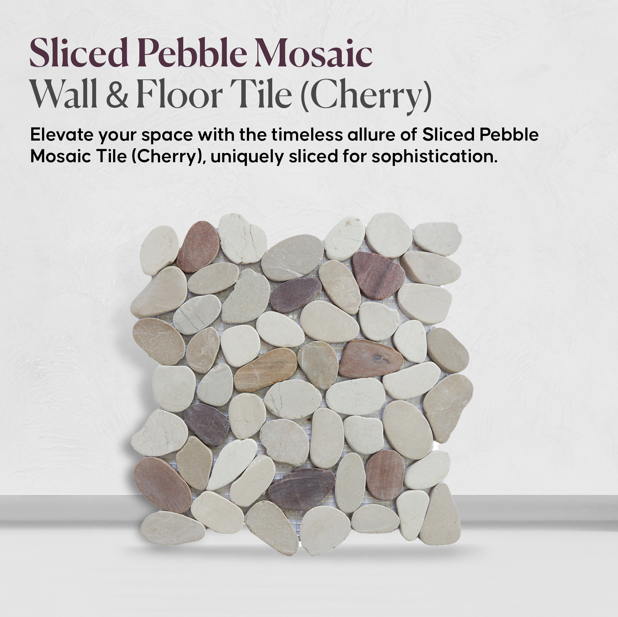 Random Stone Mosaic Tiles, Cherry Sliced Pebble Wall & Floor Tile