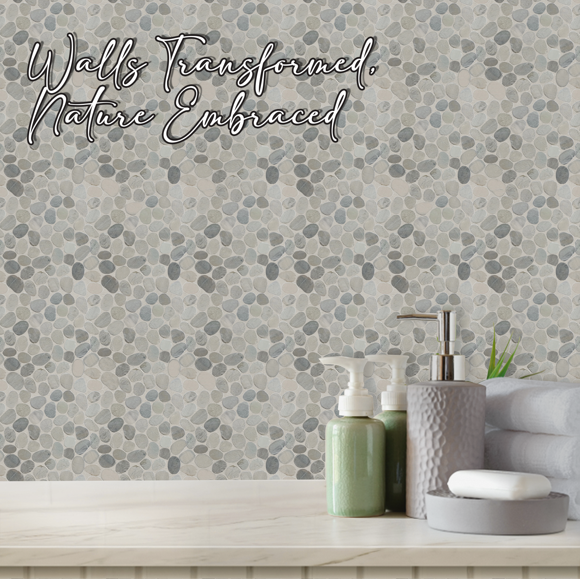 Sliced Pebble Mosaic Tiles, Stone Mosaic Wall & Floor Tile