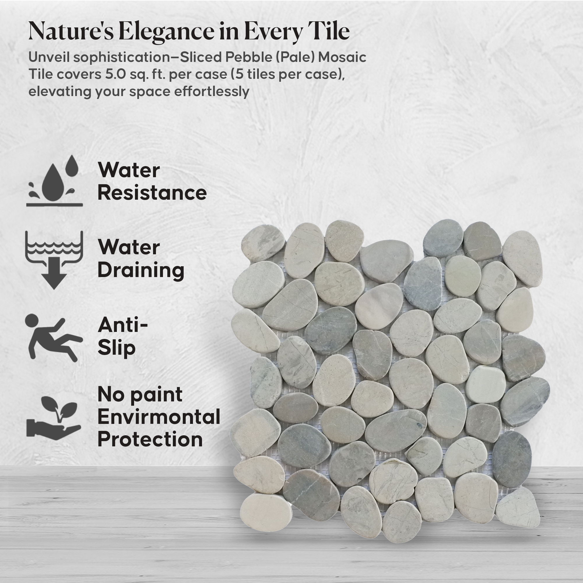 Sliced Pebble Mosaic Tiles, Stone Mosaic Wall & Floor Tile