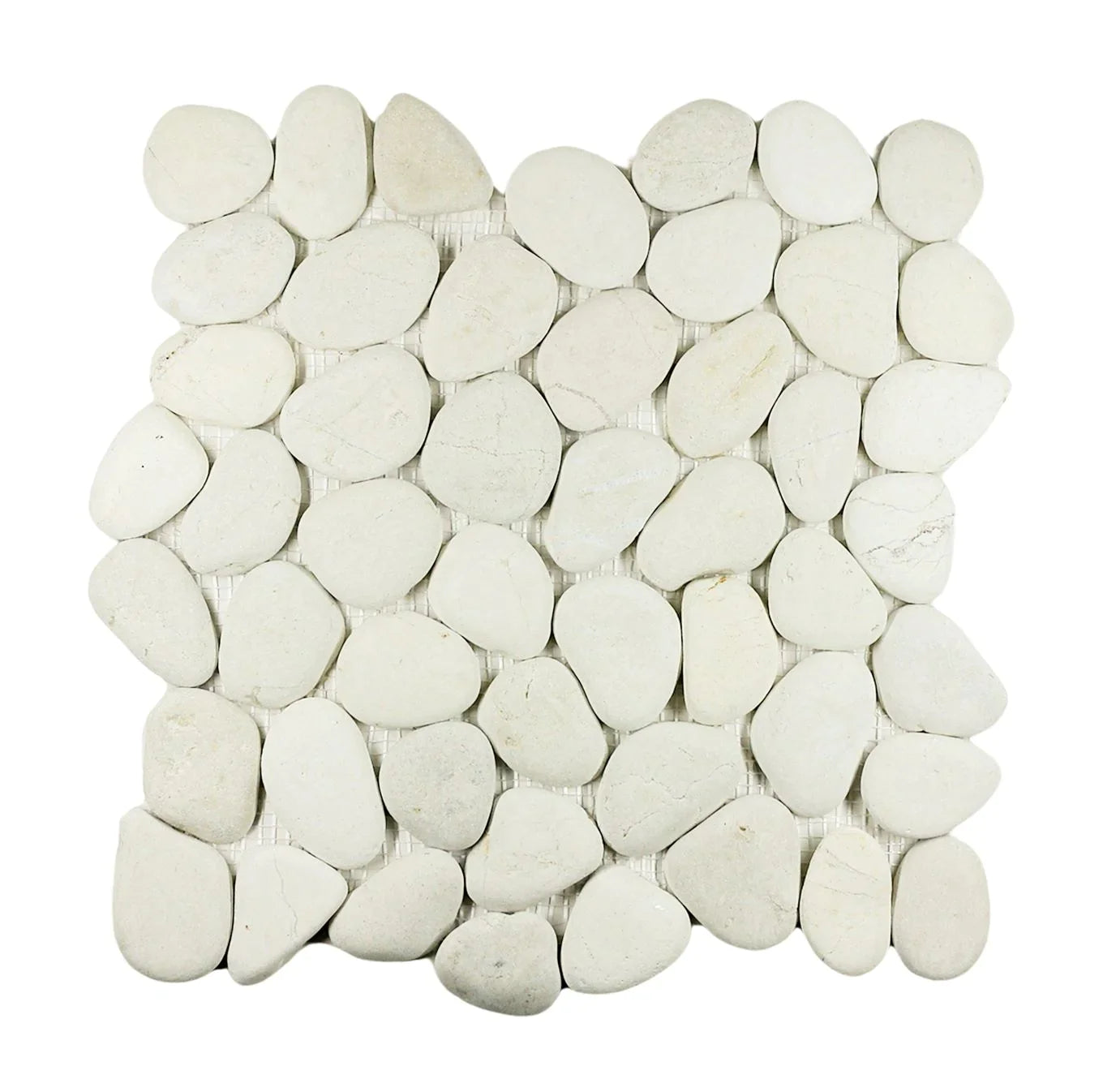 white pebble tile sample without grout