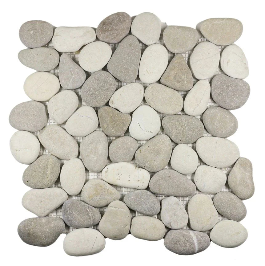 Seasalt pebble tile sample without grout