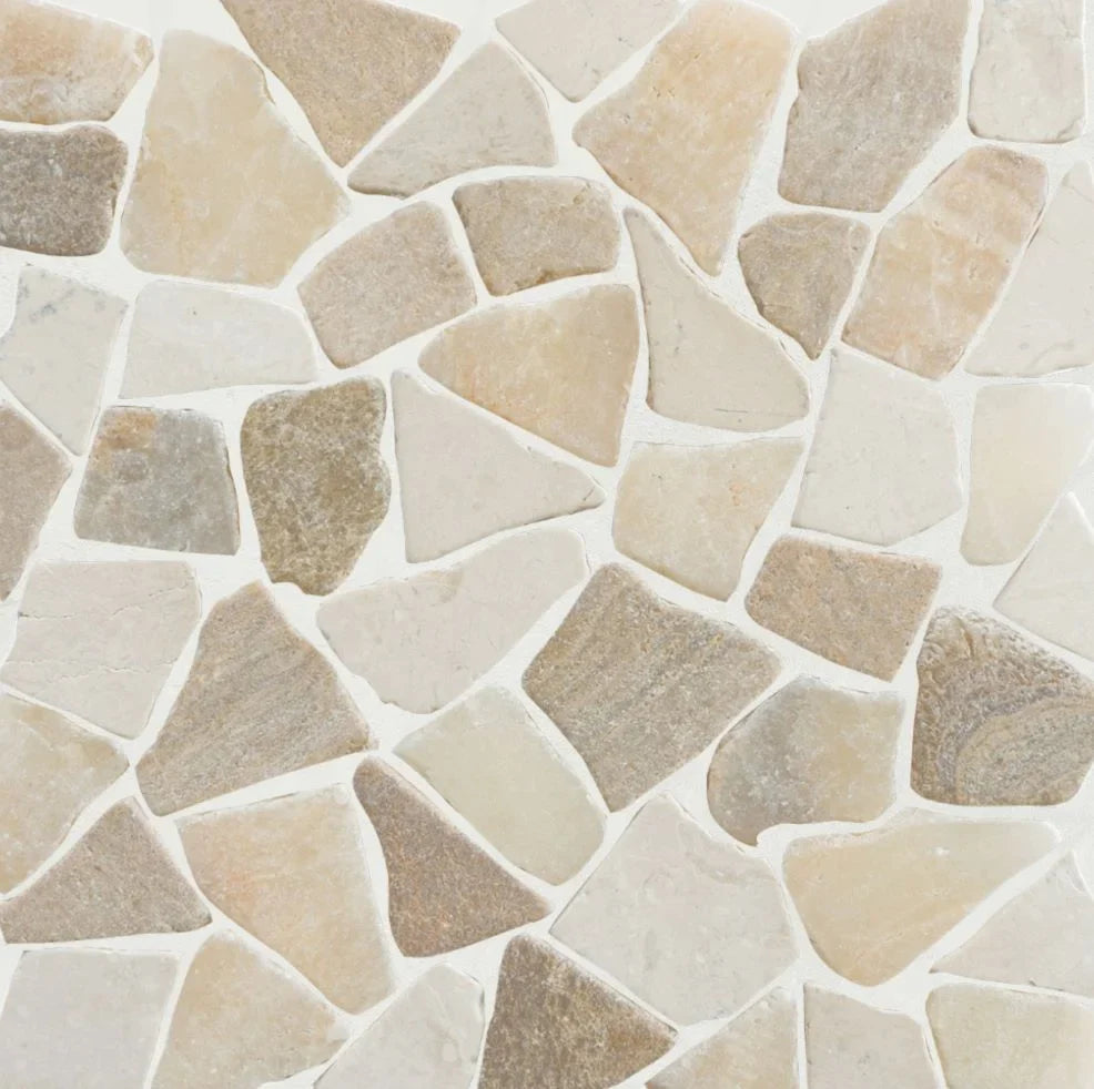 Sunset tile sample close up with grout