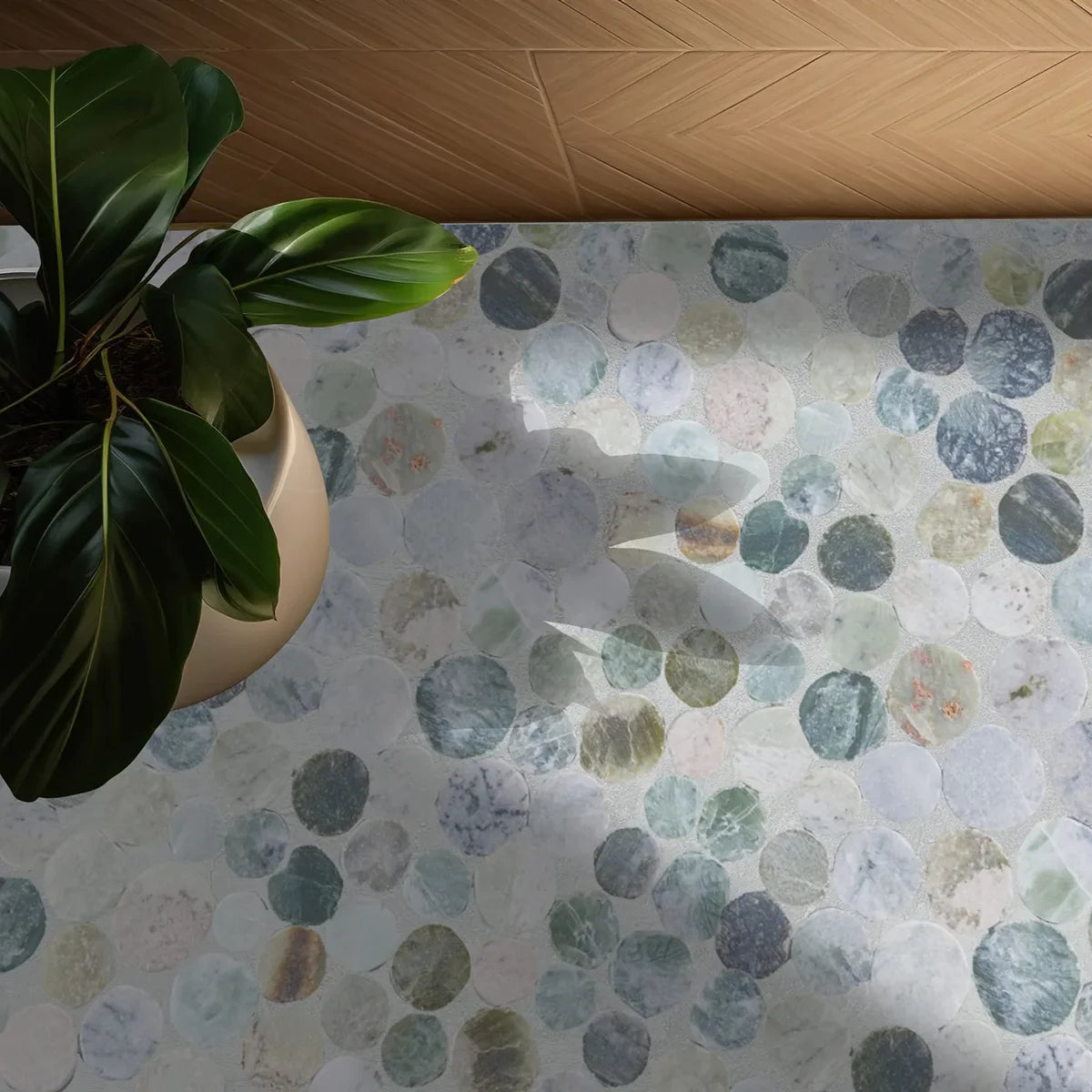 Sea Green Penny Round Tile, Mosaic Wall & Floor Tile