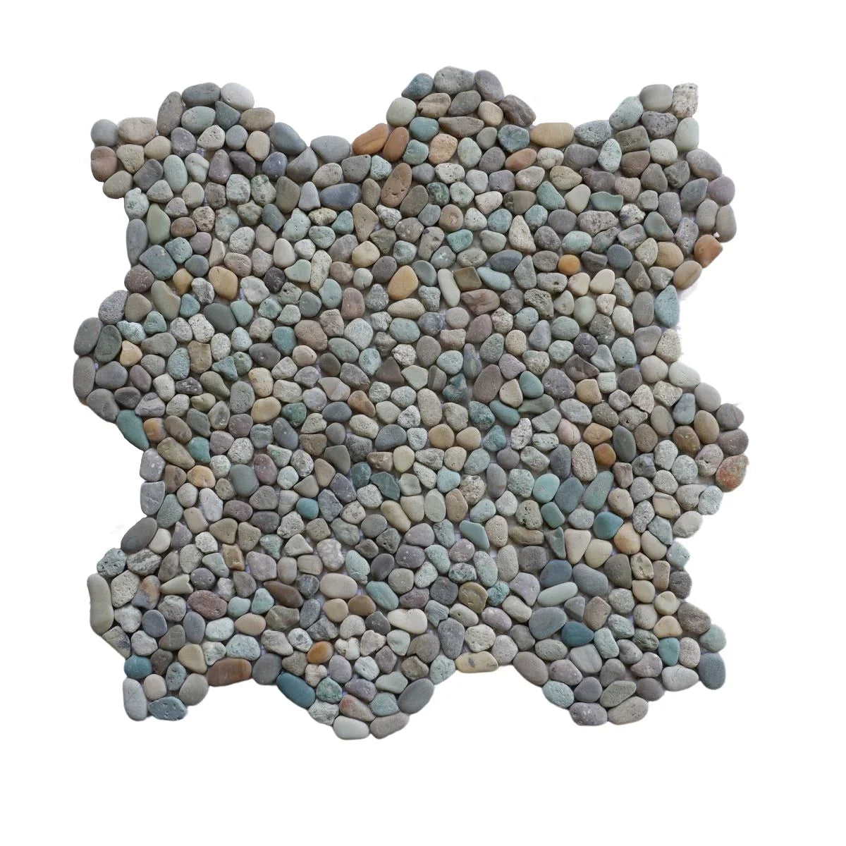 Mini green pebble tile sample without grout