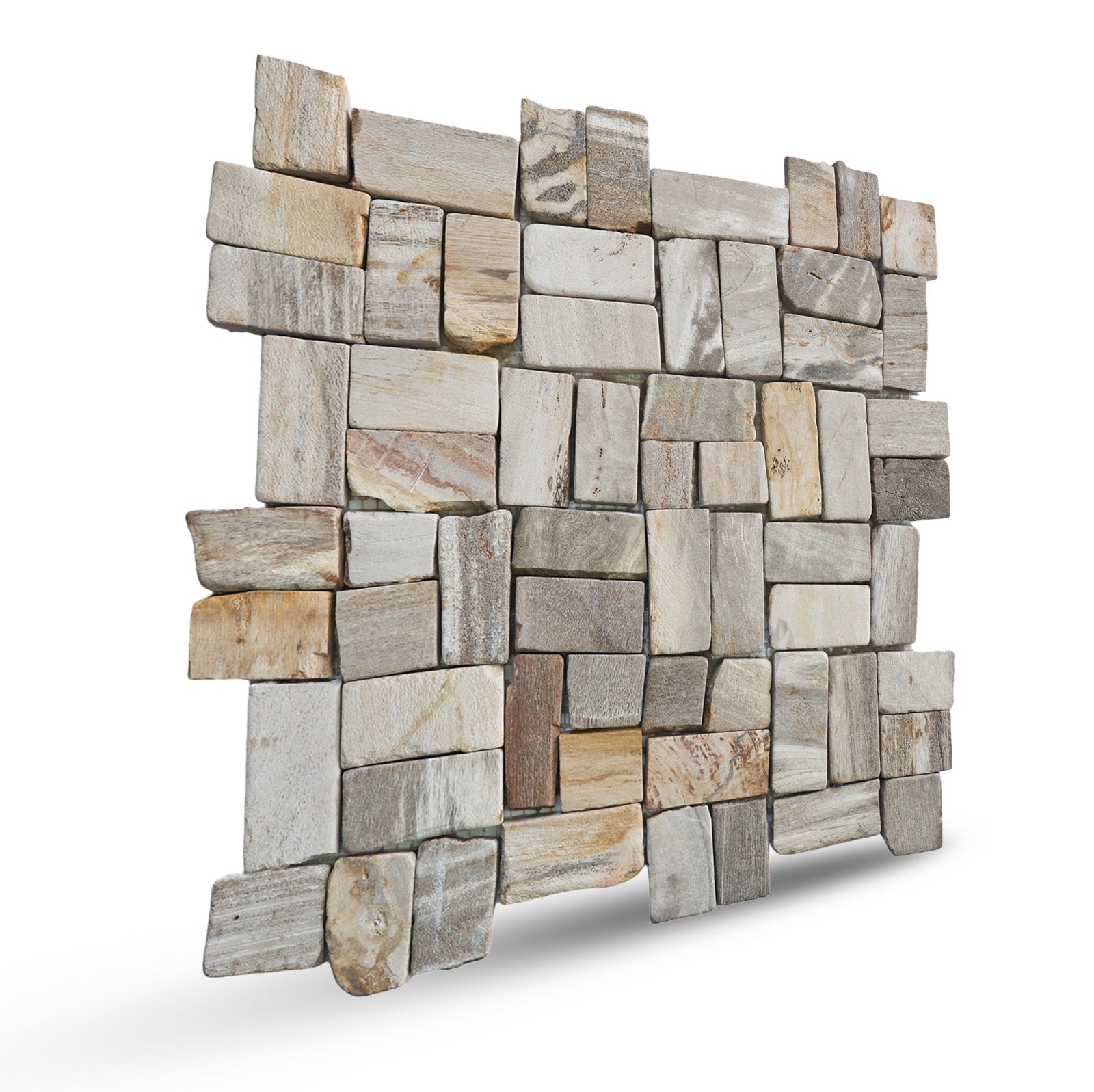 Mosaic Floor Tiles , Random Petrified Wood Floor And Wall Tile