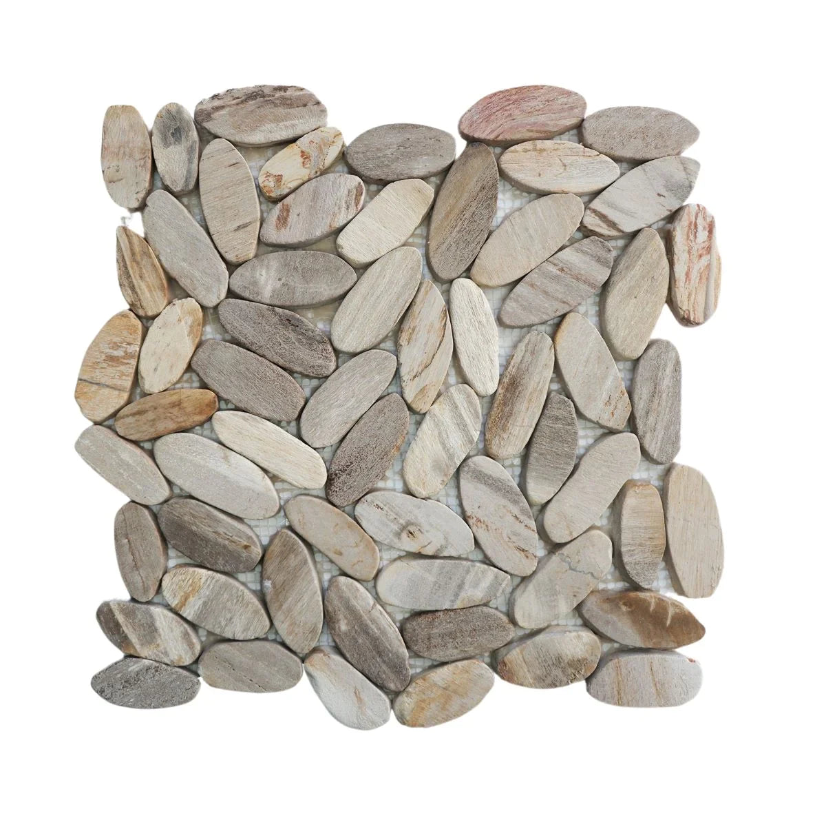 oval petrifiedwood tile sample without grout